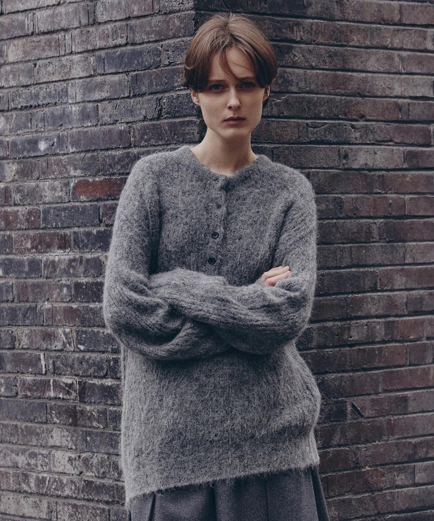 ARTID Alpaca Henry Button Knit_Grey