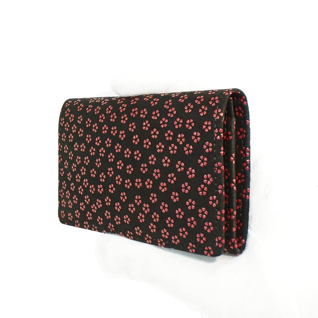 Inden Визитница Большая Черный x Красный Маленький узор Сакура [Indenya] Держатель, Вместимость, Оленья кожа, Лак, 2501-21-002