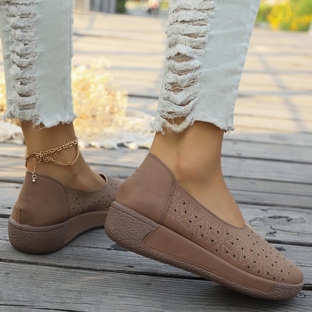 Летняя модная женская повседневная обувь на полом однотонном каблуке с толстой подошвой, дышащая модная женская обувь