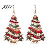 Colorful Holiday Gifts Christmas 2D Acrylic Earrings, Tree Dangle Earrings with Bow Women Fashion Decor, Lightweight Drop Jewelry, Decorations Jewelry