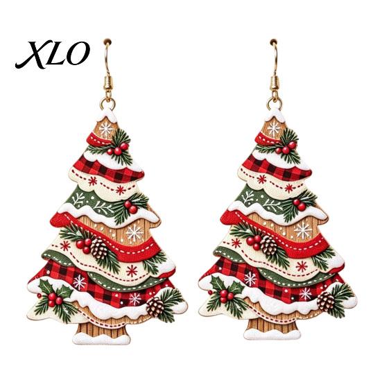 Colorful Holiday Gifts Christmas 2D Acrylic Earrings, Tree Dangle Earrings with Bow Women Fashion Decor, Lightweight Drop Jewelry, Decorations Jewelry