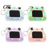 Reusable Writing Pad Mini Drawing Board Keychain for Kids, Cartoon Frog with Key Ring, Hanging Doodle Sketch School Bag LCD Tablet Pendant