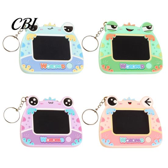 Reusable Writing Pad Mini Drawing Board Keychain for Kids, Cartoon Frog with Key Ring, Hanging Doodle Sketch School Bag LCD Tablet Pendant