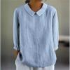 Женская осенняя рубашка, свободная рубашка с лацканами, хлопковая рубашка, топ из чистого хлопка, однотонная повседневная рубашка с семью рукавами, женская дышащая рубашка