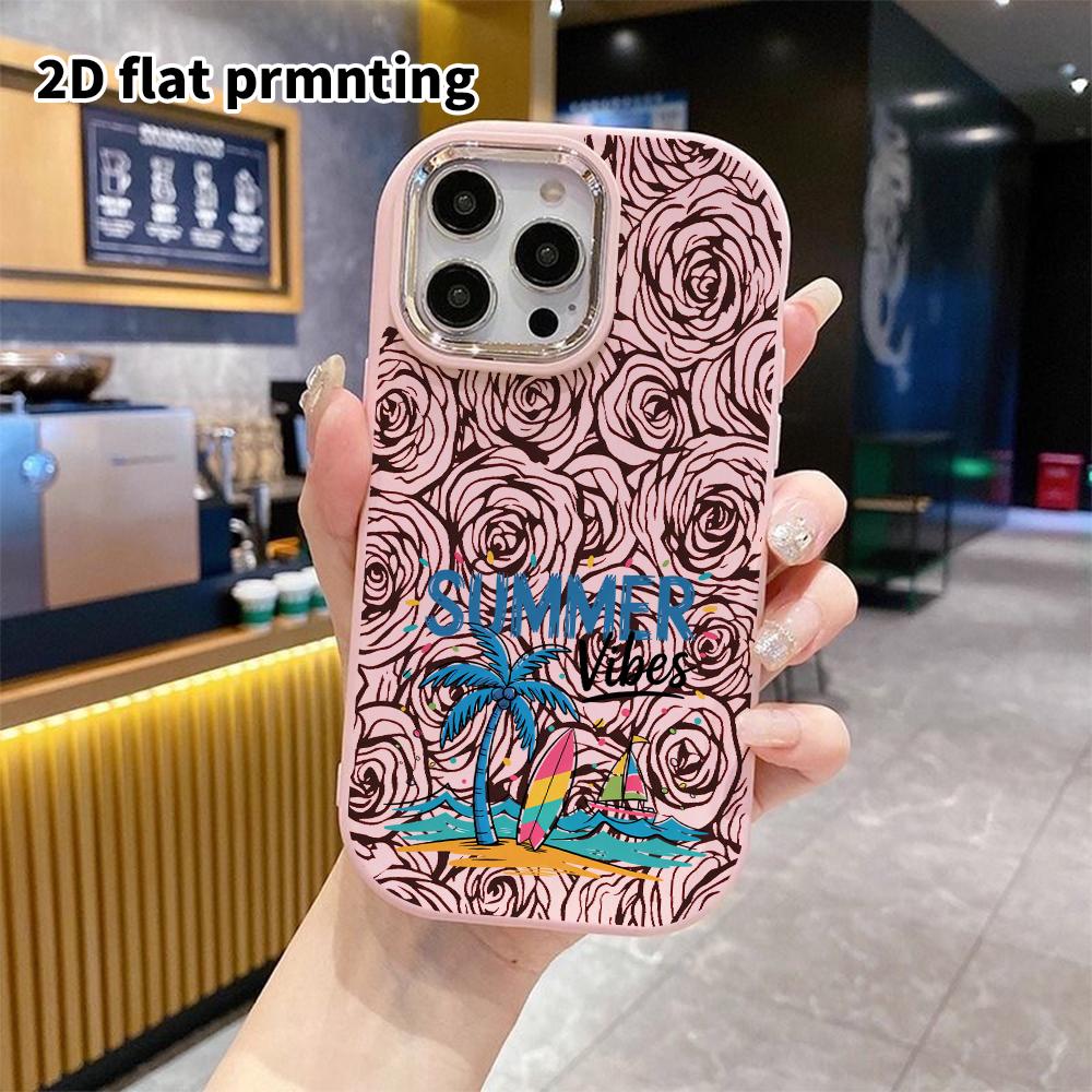 Чехол для телефона: 2D плоский дизайн, подходящий для защитного чехла iPhone 18 17 16 15 14 13 Pro, стиль для пары, летний пляж, рождественские и хэллоуинские подарки