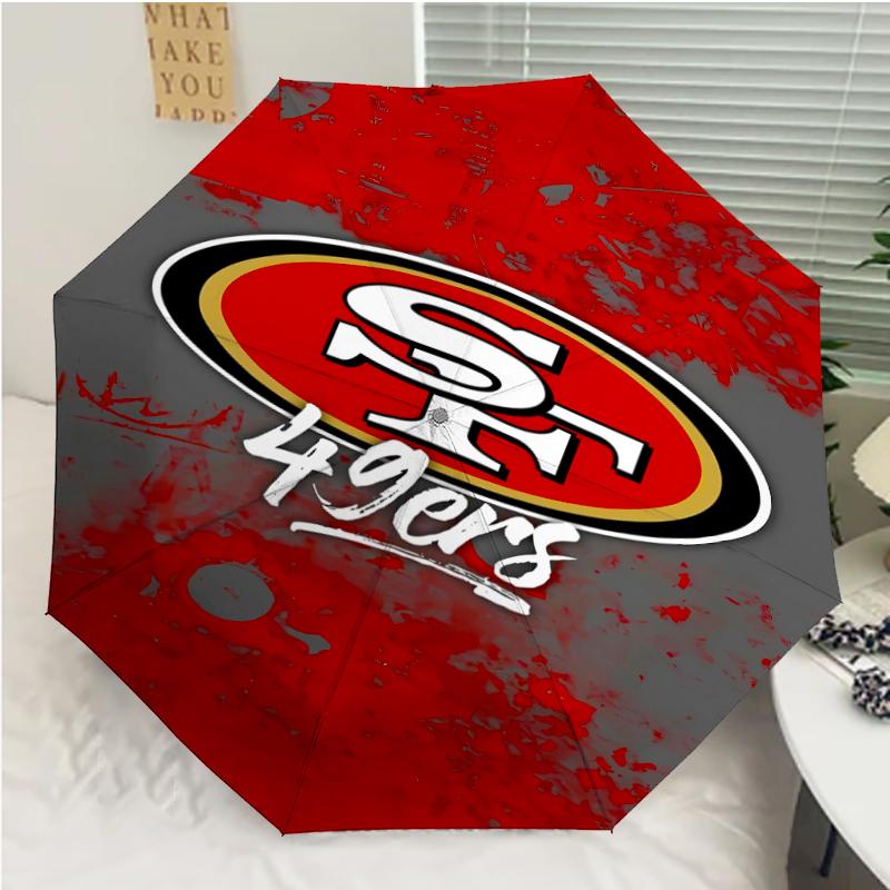 Автоматический зонт с принтом ЛОГОТИПА San Francisco 49ers, 8 спиц, железный каркас, пластиковая ручка, подходит для путешествий на открытом воздухе и на каждый день, идеальный подарок