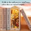 Robotime Rolife Wooden Puzzle Sunshine Town DIY Dollhouse Book Nook with LED Light for Bookshelf Insert Decor - TGB02