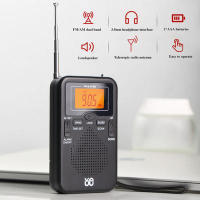 Мини AM FM Радио Портативное Стерео Карманные Радиоприемники Динамик с ЖК-дисплеем Поддержка Будильника Время Лучший Прием Walkman Радио Плеер