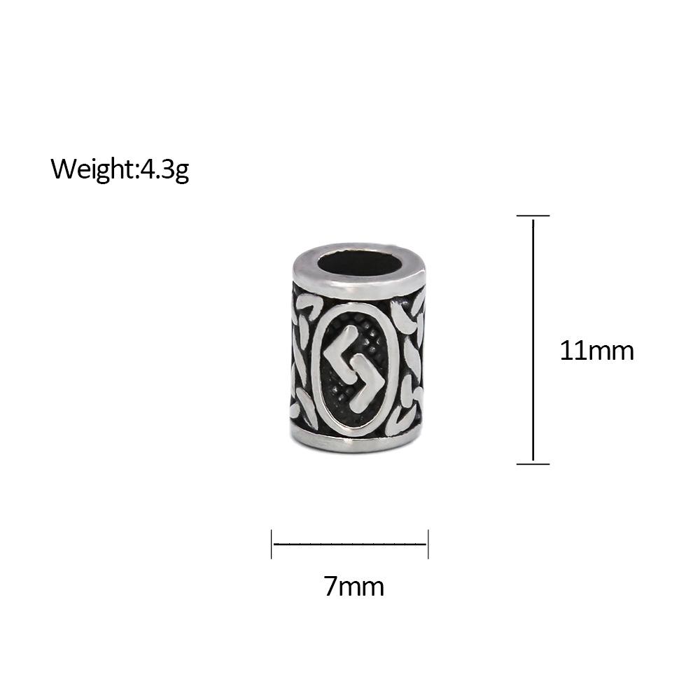 Retro Viking Rune Stainless Steel Beads - Non-Fading Titanium Accessory