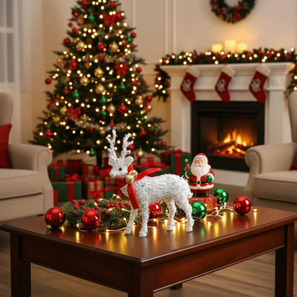 Блестящие рождественские украшения в виде оленей, мультяшная скульптура оленя, Новый год