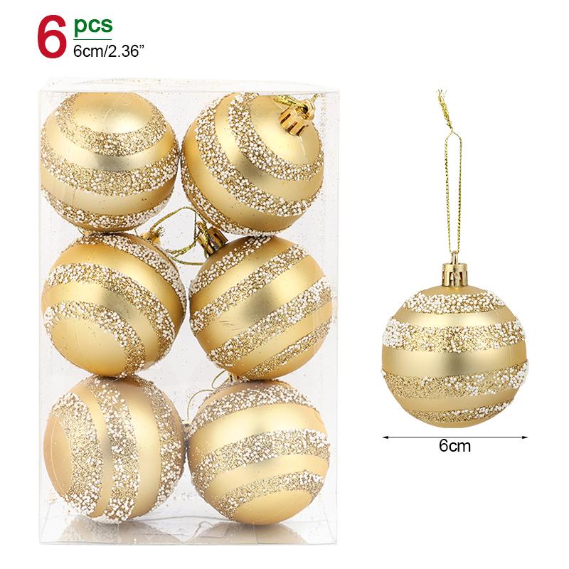 6Pcs/box 6cm Transparent Painting Christmas Ball New Year Xmas Tree Ornaments Decoration for Home 2023 Noel Navidad Gifts