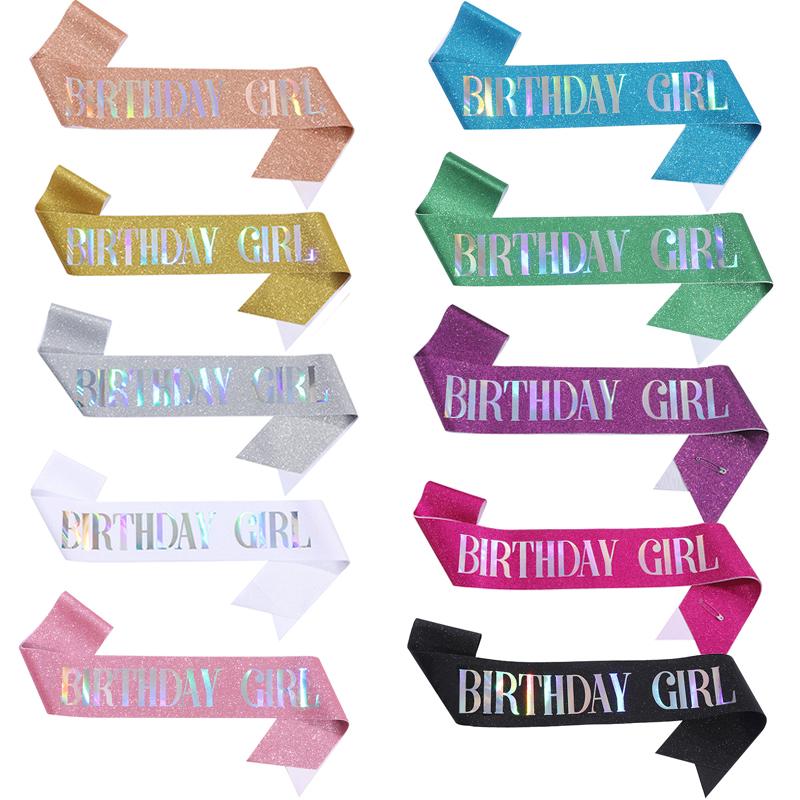 Пояс для именинницы, пояс для дня рождения для женщин, блестящий пояс с разноцветной фольгой, сувениры для вечеринок на 16-летие, 18, 21, 30 или любую вечеринку в честь Дня Рождения