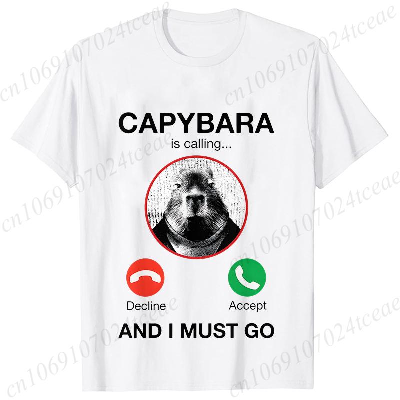 Футболки Capybara Is Calling для женщин, забавные футболки с капибарой, грызуном, животным, для любителей юмора, летняя одежда с коротким рукавом