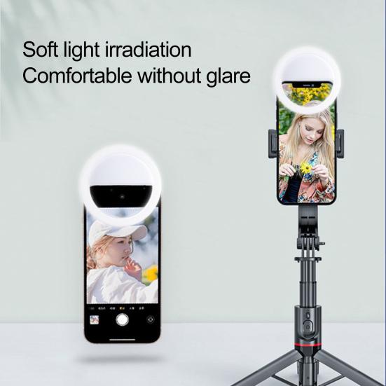 LED Rechargeable Selfie Fill Light Modes Ring Clip-on Round Beauty 3 Light Portable Anti-slip