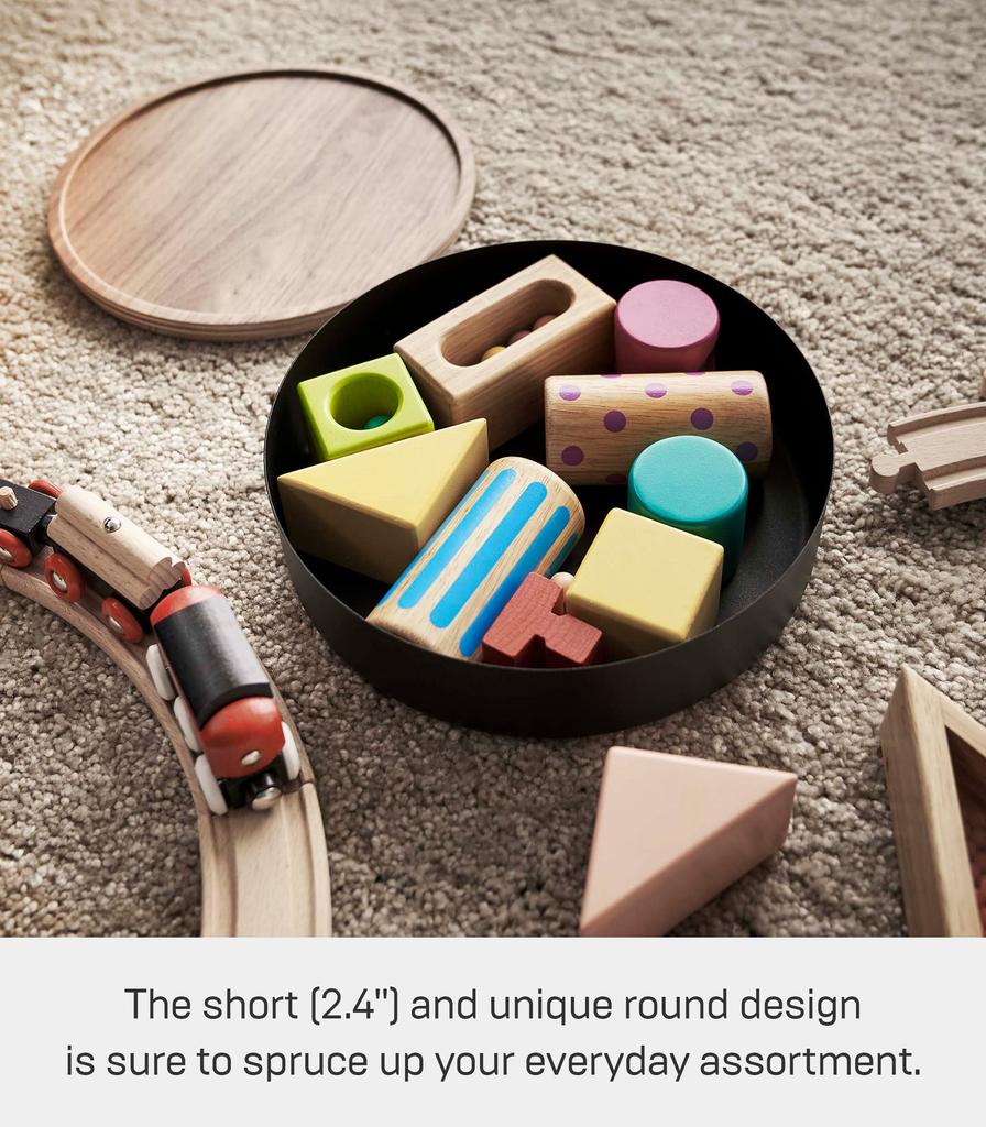 Ящик для хранения Yamazaki Jitsugyo с круглой крышкой, коричневая крышка RIN RIN, трансформируется в поднос для хранения 5800 (Ямадзаки) приблизительно. Ш22.2XГ22.2XВ6см