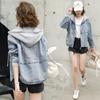 Spring and Autumn Women's Fashion Hooded Patchwork Short Denim Jacket