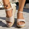 Fashion Zoki Buckle Strap Wedge Heel Sandal for Women Summer Woven Thick Bottom Gladiator Sandalias Mujer Non Slip Platform Sandles 43