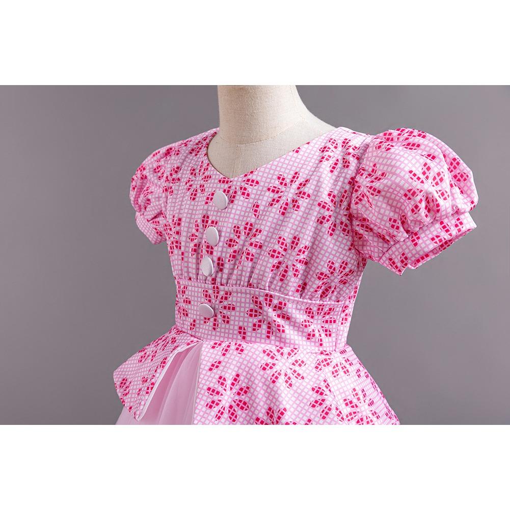 Children's Princess Dresses Thousand Birdie Patchwork Mesh Puffy Long Bubble Sleeve Girls' Stage Performance Dresses Girl's Favourite Dress