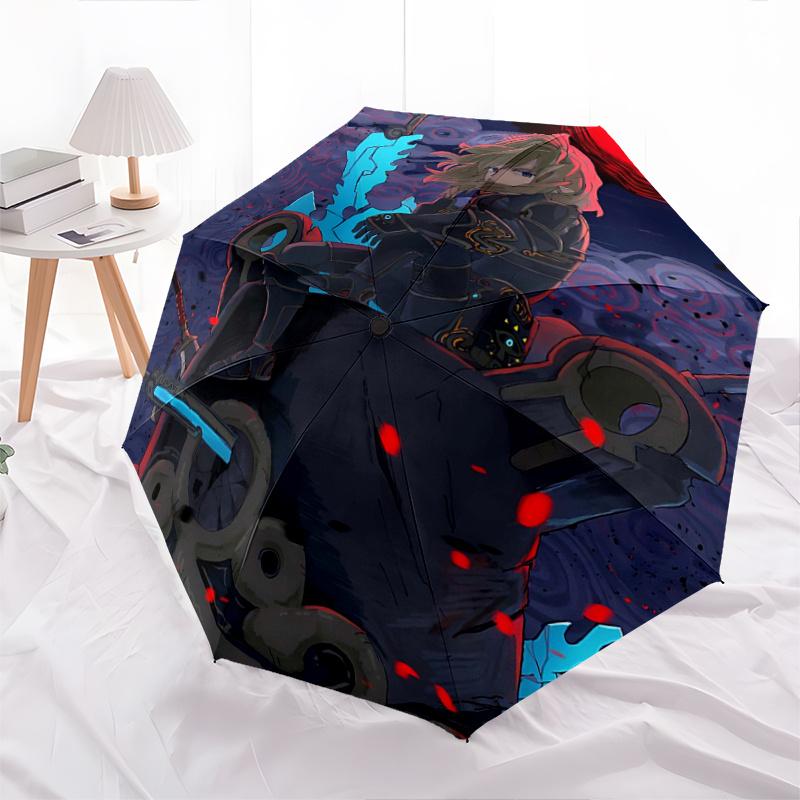1pc Heroic Warrior Amidst Stormy Skies Automatic Open/CloseUmbrella, Portable Compact Umbrella for Men & Women G047