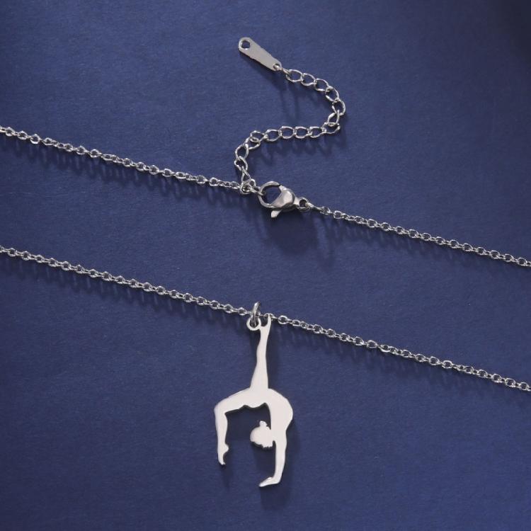Высокополированное Нержавеющее Стальное Ожерелье для Женщин с Подвеской Гимнастка Ожерелье Аксессуар для Украшений Ежедневное Повседневное Использование