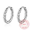 Korean Vintage 925 Sterling Silver Hoop Earrings Pattern Vintage Earring For Women Silver Jewelry Wedding Party Mum Gift