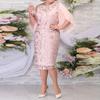 Prom Dress Sheath Hip Wrap Lace Embroidery Crew Neck Dress-up Flower Pattern Plus Size Party Dress for Shopping