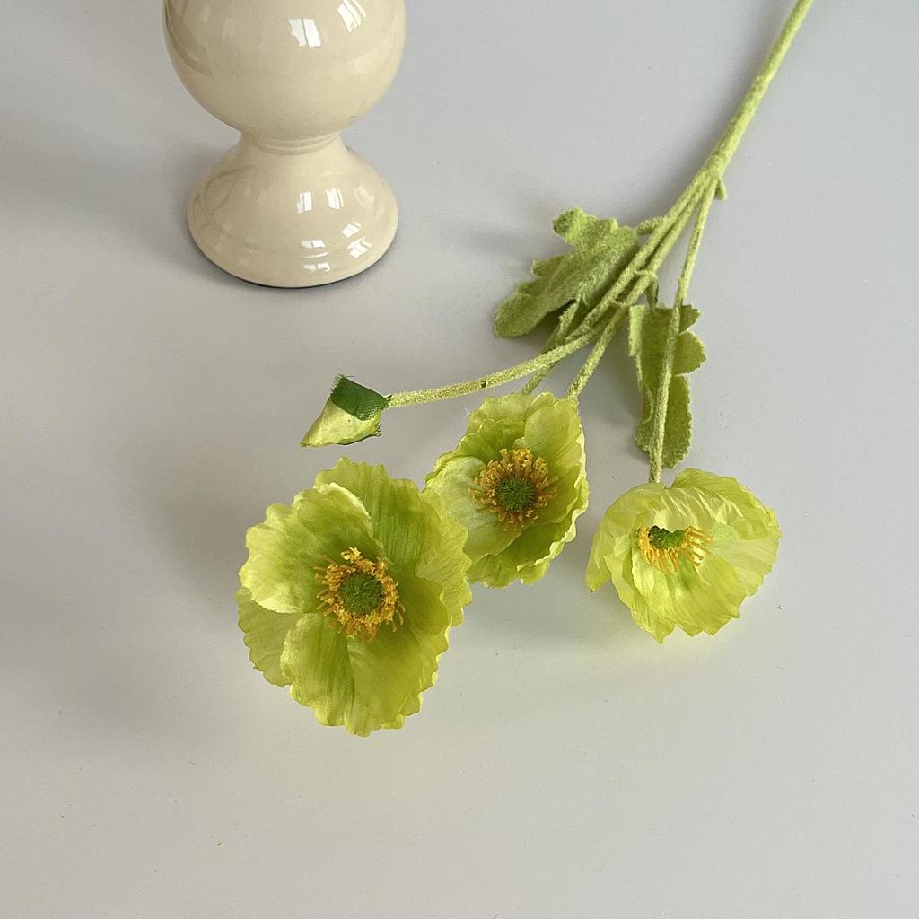 Silk Flocked Poppy Artificial Flowers for Wedding, Home Décor, and Photography Props