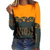 Cartoon Printed Women Street T-shirt Theme Sports Long Sleeve 3D Tees Halloween  T-shirts Autumn Pullovers Top