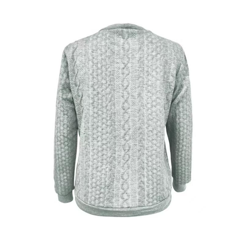 Женское повседневное худи с длинным рукавом и текстурой на осень и зиму, с полуоткрытым воротником, свободного кроя, однотонное, повседневная женская одежда ЕМА