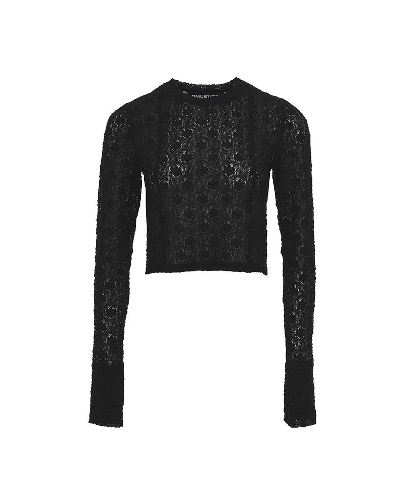 BMUETTE Flower Lace Top Black