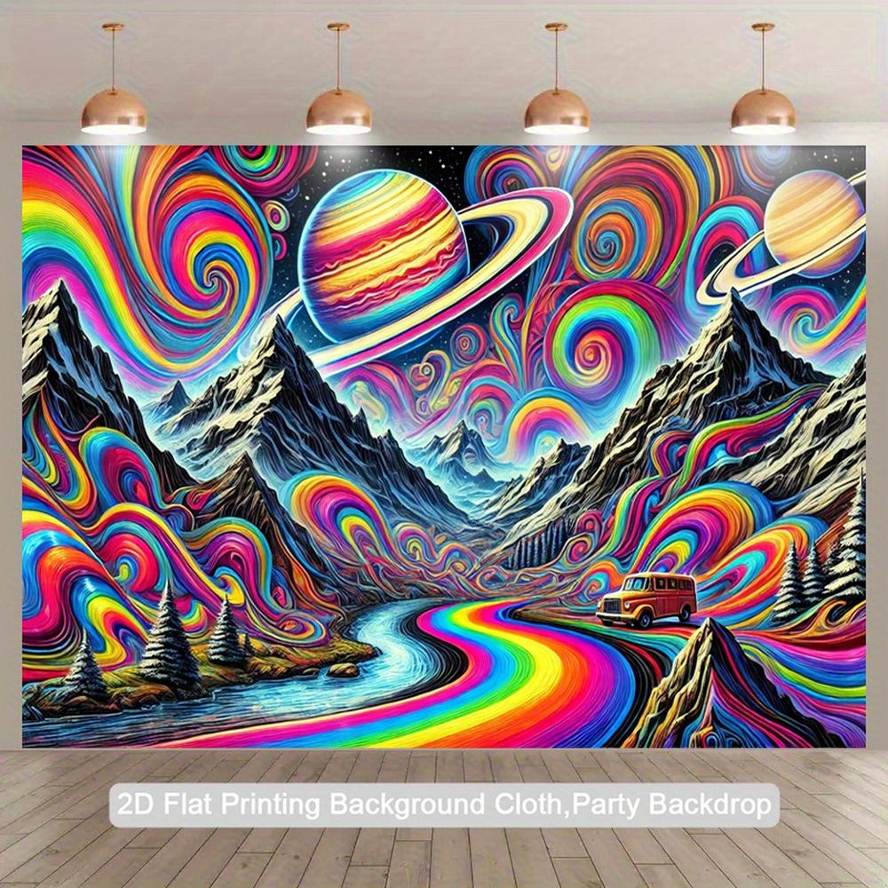 Psychedelic Rainbow Galaxy Tapestry Wall Hanging Mural Backdrop Decoration for Party Room Decor 180x280cm
