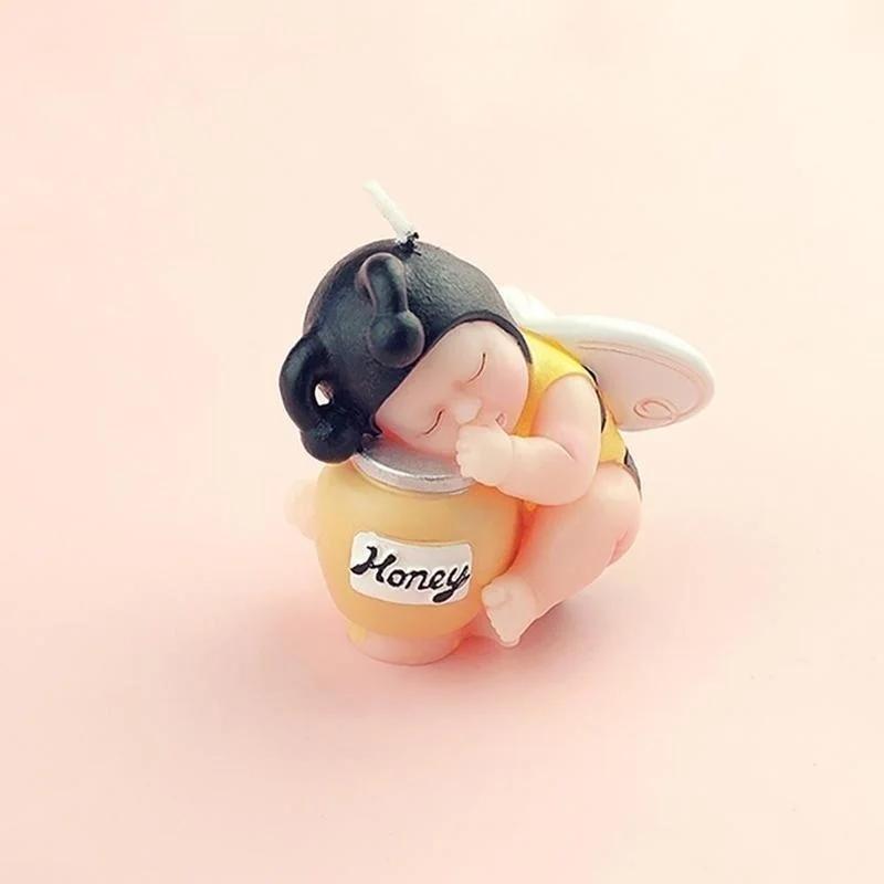 Lovely Sleeping Bee Baby Cake Birthday Ornament Creative 3D Resin Candle Silicone Molds Fondant Soap Moulds House Baking Tools