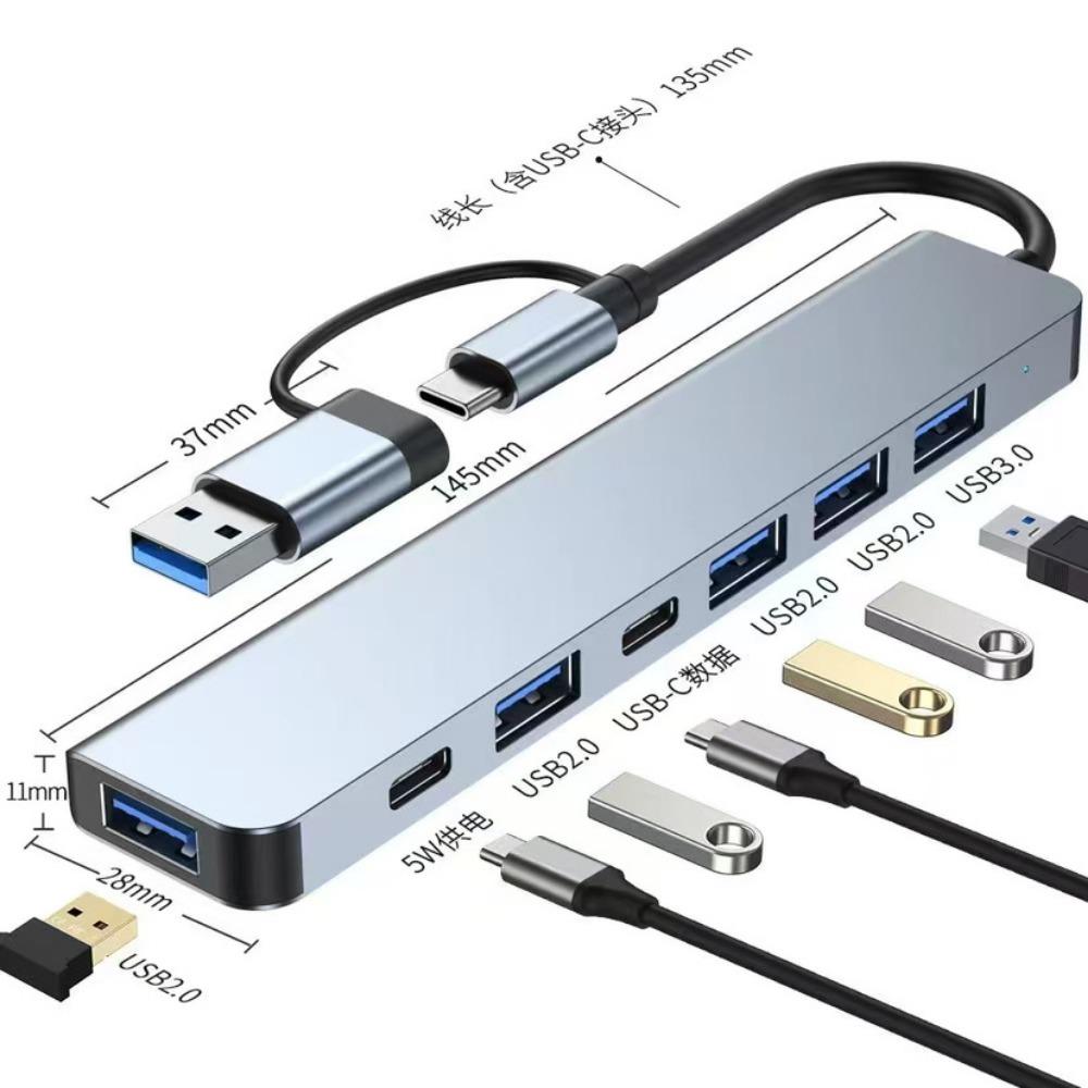8 в 1 USB C Hub Type C to HDMI Ethernet адаптер с 100 Мбит/с RJ45 портом для ноутбука ПК