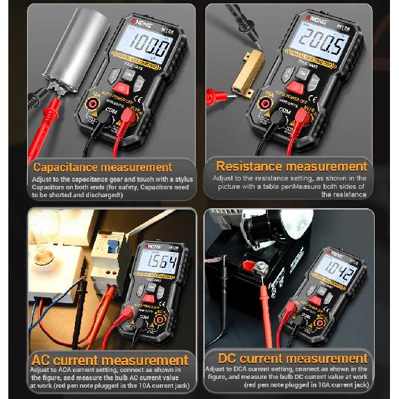 ANENG M128 Multi functional Portable Multimeter 6000 Count Backlit Screen Flashlight On/Off Beep General Electrician Multimeter