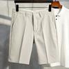 Мужские брюки для делового костюма, офисные шорты, прямые, свободные, со средней талией, застежка-молния, чистый цвет