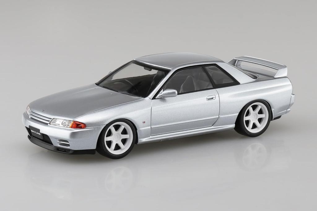 Aoshima Easy Snap Plastic Model No. 14CU-SS Nissan R32 Skyline GT-R Custom Wheels Spark Silver 1/32 Scale