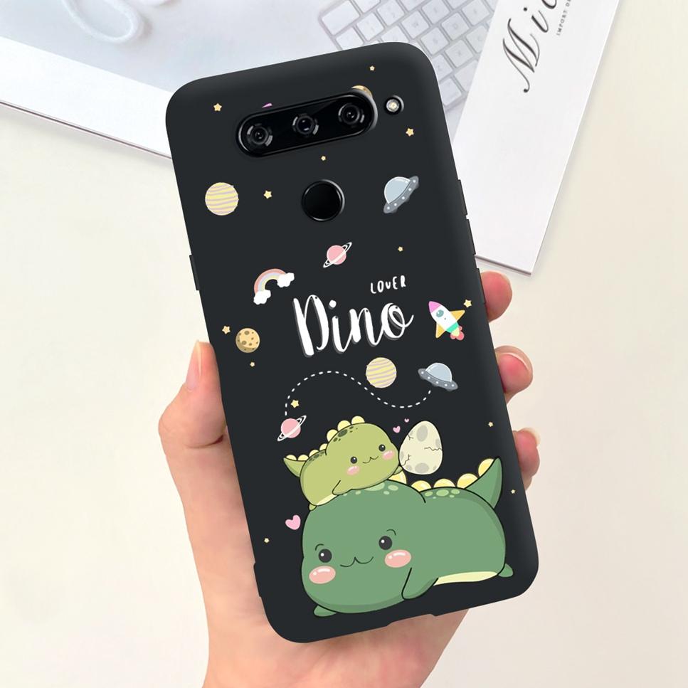 Case For LG V40 ThinQ Cartoon Astronaut Dinosaur Soft Silicon Black Cover For LG V50 V50S ThinQ 5G LG V30 2017 Bumper Phone Case