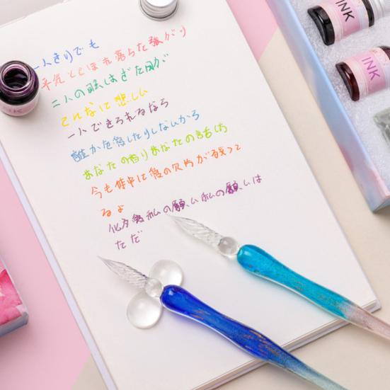 1 комплект, полупрозрачная ручка с цветком вишни, декор с блестками и принтом, стеклянная ручка с чернилами, набор для подарка