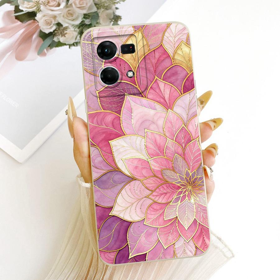 Для OPPO Reno7 Reno8 4G Чехол Защитная задняя крышка с защитой камеры цветок Бант Мягкий силикон Funda для OPPO F21 Pro Reno 7 4G Ударопрочный Capa