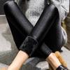 Autumn Winter Thick Leggings Fashion Solid Slim Pants Lady Warm Leggings Casual Black Shiny High Waist Leggings