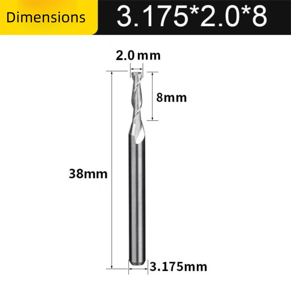 2 Flute Wood End Mill 1/8"(3.175mm) Shank CNC Router Bit Engraving Tools CNC Machining
