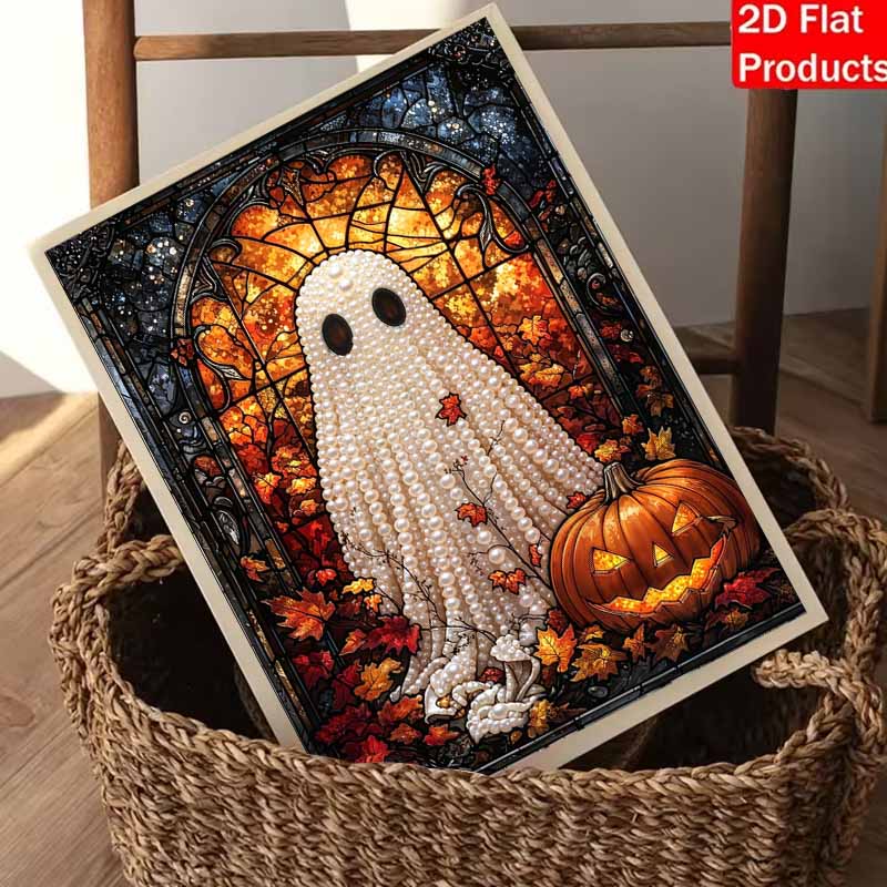 Halloween pearl painting art full pearl handmade diy ghost and pumpkin home decorations