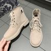 Women Ankle Boot British Style Student Female All-match Vintage Spring Flat Lace Up Womens Leisure Trendy Shoes Platform Shoes