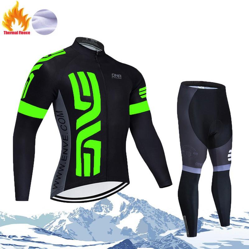 Winter Cycling Thermal Fleece Long Sleeve Set Men Women - Warm Breathable Bike Apparel
