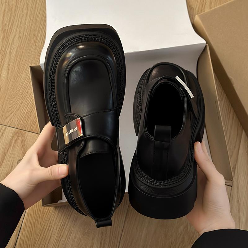 Женские туфли дерби, сабо на платформе, универсальные лоферы Modis с мехом, круглый носок, повседневные женские кроссовки из кожи, новые кроссовки S