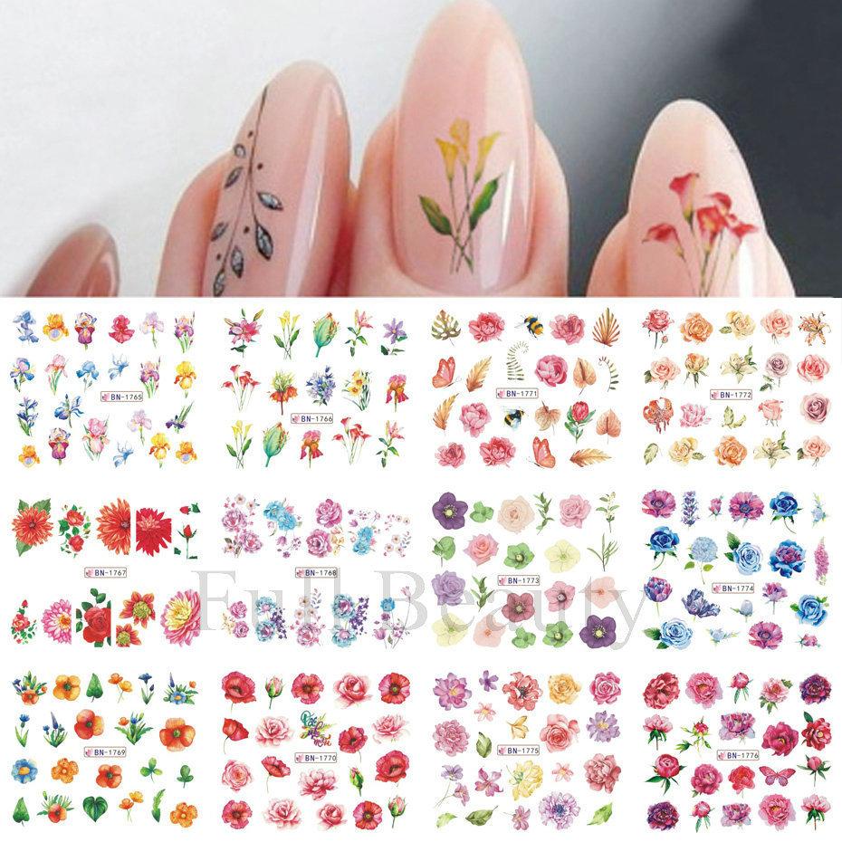 Наклейка для дизайна ногтей, Серия «Весенние и летние цветы и травы», Водная наклейка для ногтей с цветком Zou Ju