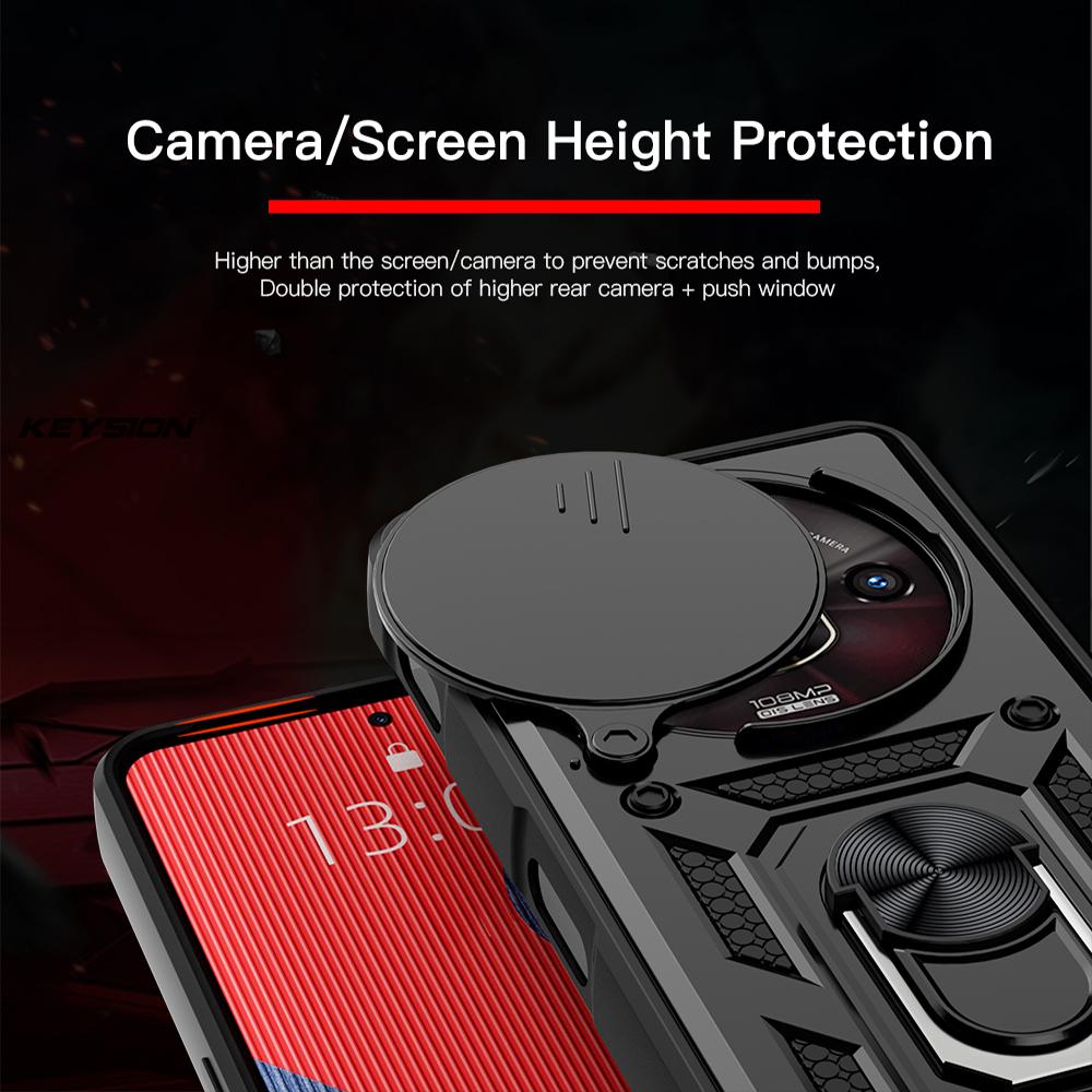 KEYSION Противоударный чехол для ZTE nubia Focus Pro 5G со сдвижной камерой, защитное кольцо для объектива, подставка, чехол для телефона для nubia Focus Pro 5G