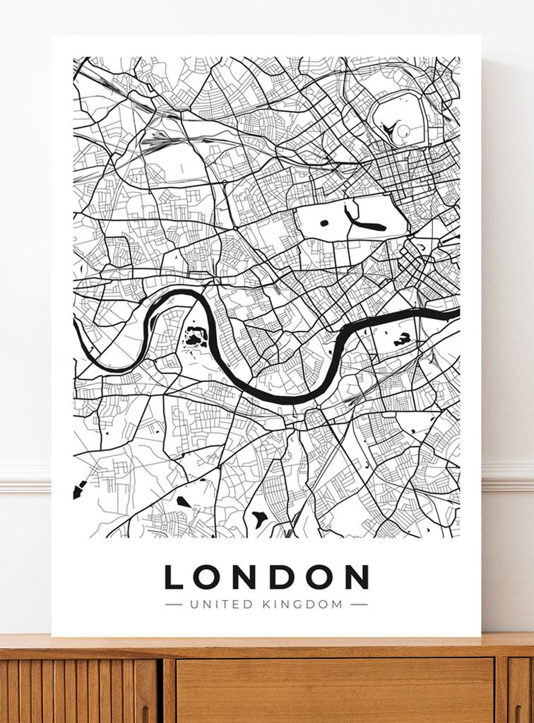 Плакат карта план города Лондон