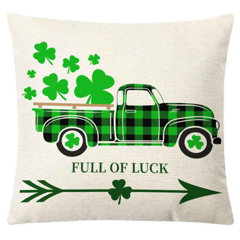 St. Patrick's Day European Holiday Four-leaf Clover Cushion Pillow Case Office Lumbar Support