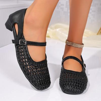 Мода 2025 Сетка Плоские Модные Сандалии Новые Летние Круглый Носок Дышащие Нескользящие Линия Пуговица Мэри Джейн Сетка Женская Обувь
